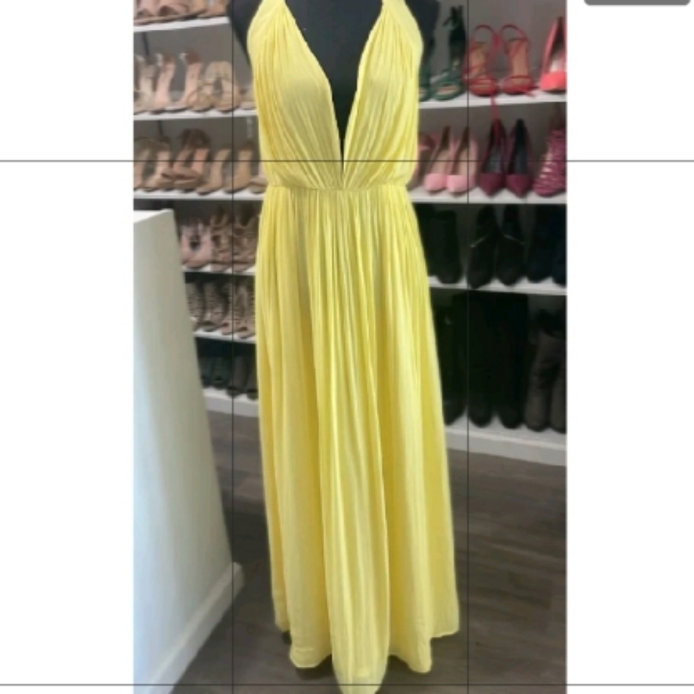Beautiful Yellow Maxi Halter Dress